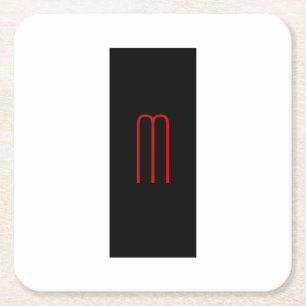 Enkel svartvit chic, Monogram svart vit slinga Underlägg Papper Kvadrat