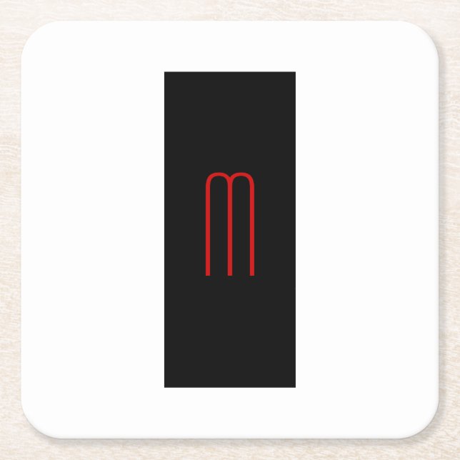 Enkel svartvit chic, Monogram svart vit slinga Underlägg Papper Kvadrat (Framsidan)