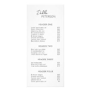 Enkel svartvit Contemporary, Pris lista modern Reklamkort