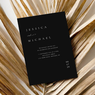 Enkel svartvit Elegant, minimalistisk Bröllop Inbjudningar