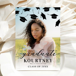 Enkel svartvit fotogradueringsinbjudan inbjudningar