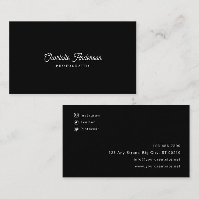 Enkel svartvit fotografi med anpassningsbar visitkort (Fram/baksida)