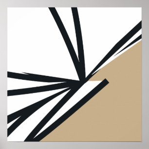Enkel Svartvit Guld-Abstrakt Poster
