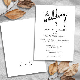 Enkel svartvit kalligrafiktext Bröllop Inbjudningar