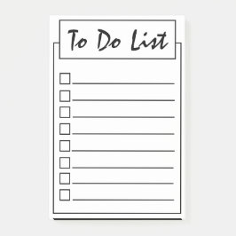 Enkel svartvit lista att göra post-it block