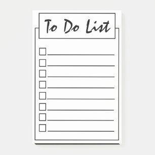Enkel svartvit lista att göra post-it block