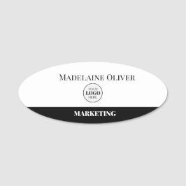 Enkel svartvit Logotyp för medarbetare Namnbricka