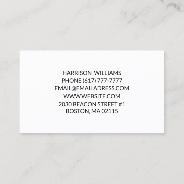 Enkel svartvit minimalistisk typografisk elegant visitkort (Baksida)