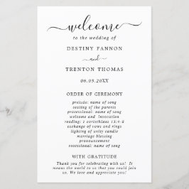 Enkel svartvit minimalt Elegant bröllop-program