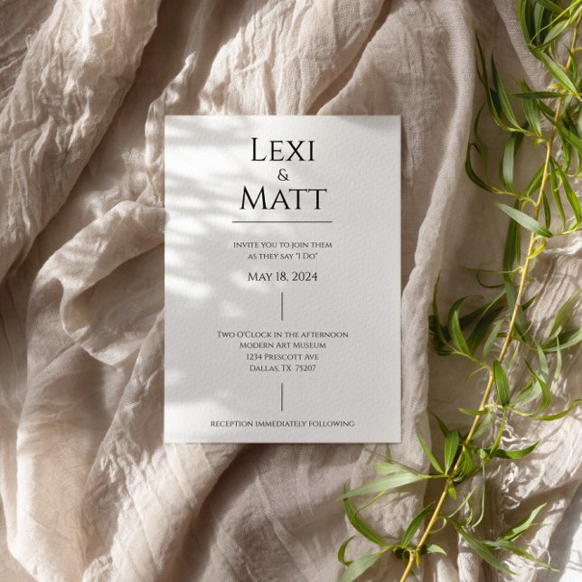 Enkel svartvit modern bröllopsinbjudan inbjudningar (Skapare uppladdad)