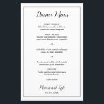 Enkel svartvit modern Elegant bröllop-meny<br><div class="desc">Modern Bröllop-meny i minimalistiskt svart och vitt med huvudet och namn i ett skript för elegant tillsammans med din meny omgiven av ett tunt gräns. Baksidan har ditt monogram vid grund. Typsnitt och gräns kan ändras till valfritt färg genom att klicka på knappen "anpassa". Dessa enkla och minimala Bröllop-menyer trycks...</div>