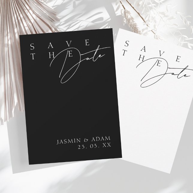 Enkel svartvit modern typografi Bröllop Spara Datumet (Skapare uppladdad)