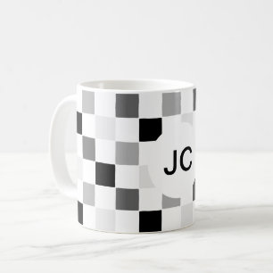 Enkel svartvit modig monogramkontroll kaffemugg