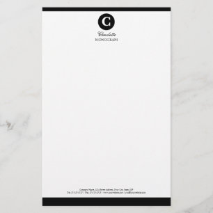 Enkel svartvit monogram brevpapper