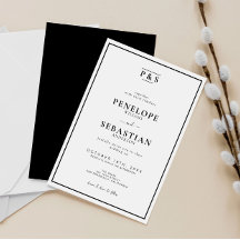 Enkel svartvit monogram Chic Bröllop