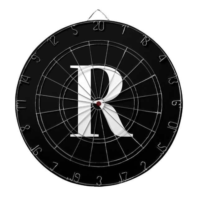 Enkel svartvit Monogram Darttavla (Framsidan)