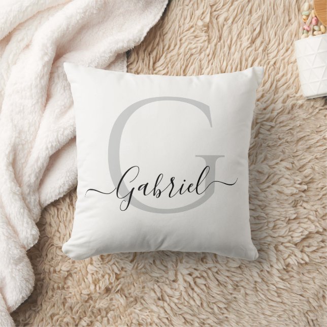Enkel svartvit Monogram-Elegant Kudde (Filt)