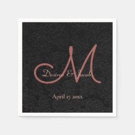 Enkel svartvit Monogram för Ro Guld Elegant bröllo Pappersservett