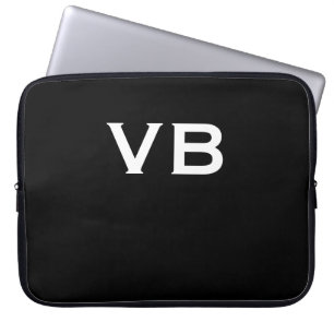 Enkel svartvit monogram laptop fodral