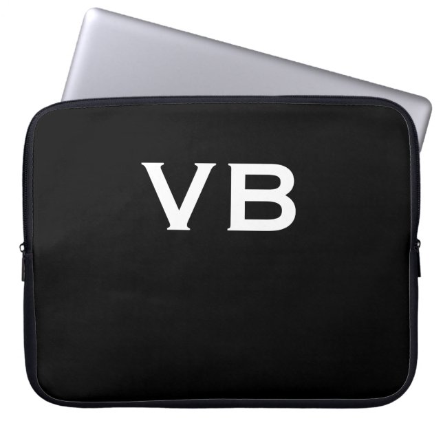 Enkel svartvit monogram laptop fodral (Framsidan)