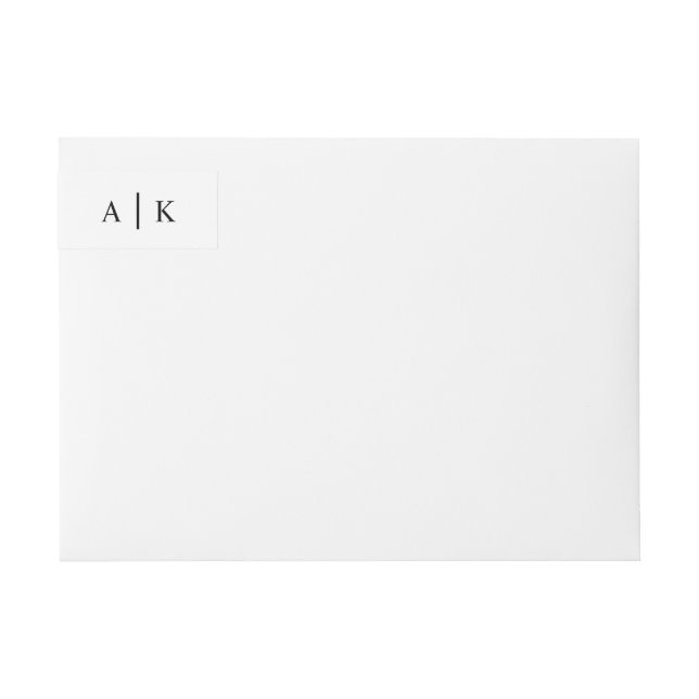 Enkel svartvit monogram, Returadress Etikettband (Framsidan)