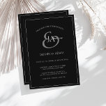 Enkel svartvit monogrambröllop julkort<br><div class="desc">Simple Black and White Monogram-bröllopsinbjudan. Imponera elegant på dina gäster i bröllop med trendigets svarta bröllopsinbjudan med ett vackert vitt skript, med briden och brudgummens initialer på en mörkens estetiska bakgrund. Den här inbjudan har en enastående svartvit design, med dramatiska och moody vibes, perfekt för ditt enkla, trendig, gotiska eller...</div>