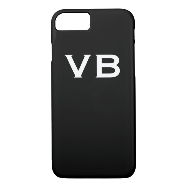 Enkel svartvit Monograminitialer Case-Mate iPhone Skal (Baksida)