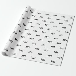 Enkel svartvit monogrammad Elegant Wr Presentpapper