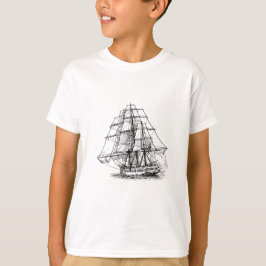 Enkel Svartvit Nautical Boat Pirat Frakt Tee