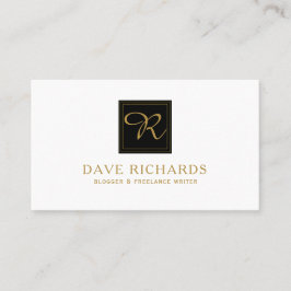 Enkel svartvit och vit Monogram-Bloggare och skriv Visitkort