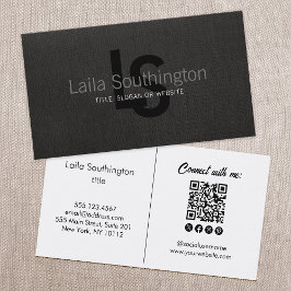 Enkel svartvit Professionell i Monogram Black Line Visitkort