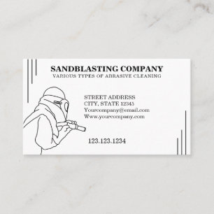 Enkel svartvit sandblästring Städning Visitkort
