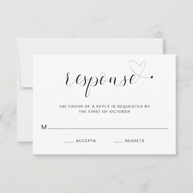 Enkel svartvit typografi Elegant bröllop OSA Kort (Framsida)
