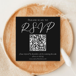 Enkel svartvit typografi QR-kod, Bröllop OSA Tilläggskort