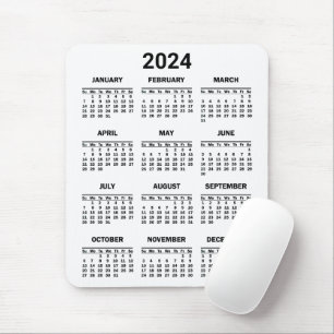 Enkel svartvitt 2024 års snabbkalender musmatta