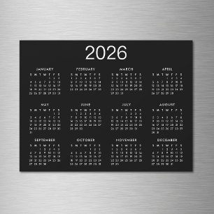 Enkel svartvitt 2024-kalendermagnet