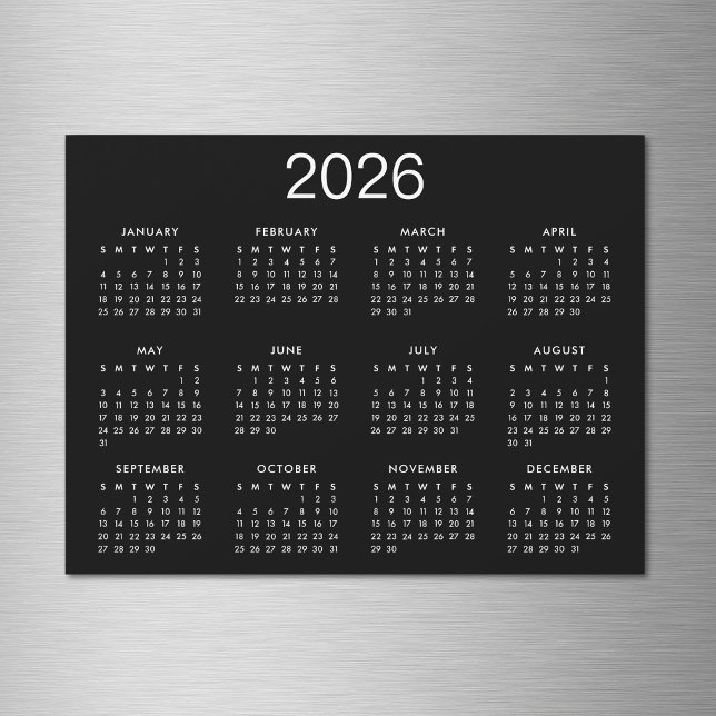Enkel svartvitt 2024-kalendermagnet (Skapare uppladdad)