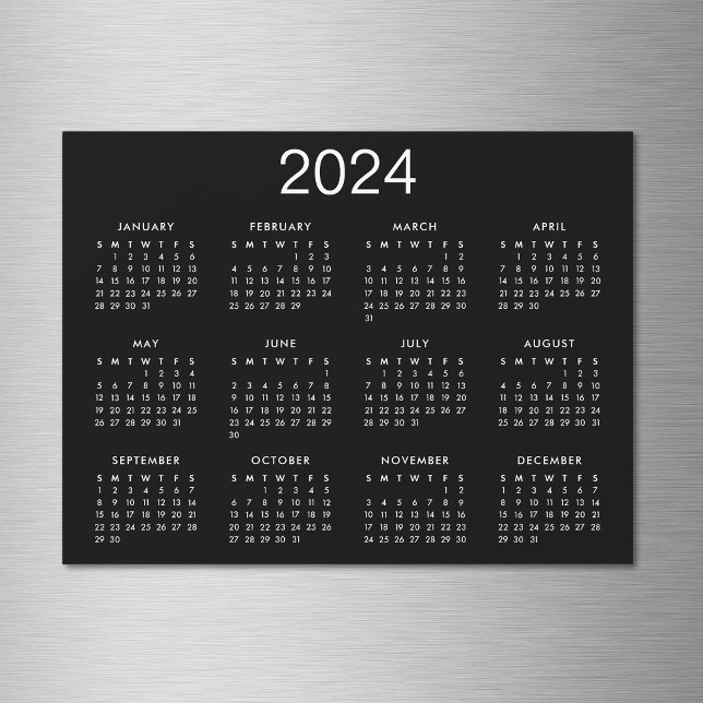 Enkel svartvitt 2024-kalendermagnet (Skapare uppladdad)