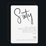 Enkel svartvitt 60:e Födelsedagsfesten Inbjudningar<br><div class="desc">60:e födelsedag. Svartvit. Enkelt. Endast text. Rundad.</div>