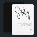 Enkel svartvitt 60:e Födelsedagsfesten Inbjudningar<br><div class="desc">60:e födelsedag. Svartvit. Enkelt. Endast text. Rundad.</div>