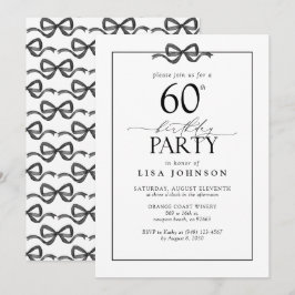 Enkel svartvitt 60:e Födelsedagsfestens fack Inbjudningar