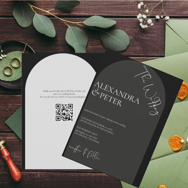 Enkel svartvitt | Arch bröllopsinbjudan Inbjudningar (Skapare uppladdad)