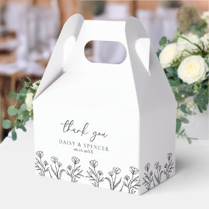 Enkel svartvitt Blommigt kontur för Bröllop Gable Presentaskar
