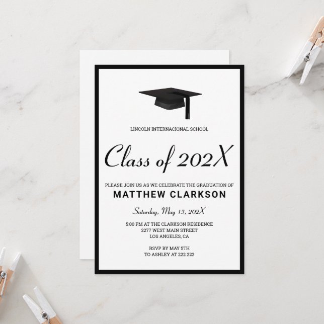 Enkel svartvitt inbjudningar (Fram/Back In Situ)