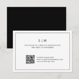 Enkel svartvitt QR-kod Elegant bröllop OSA Kort