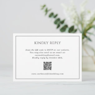 Enkel svartvitt QR-kod Elegant bröllop OSA Kort