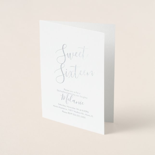 Enkel Sweet sixteen Folierat Kort (Framsida)
