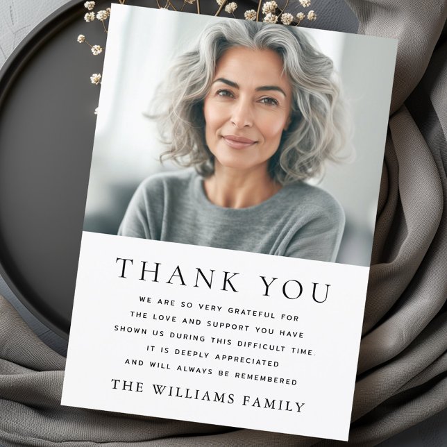 Enkel sympati för fotobegravning i elegant tack kort (Simple elegant photo funeral sympathy thank you card)