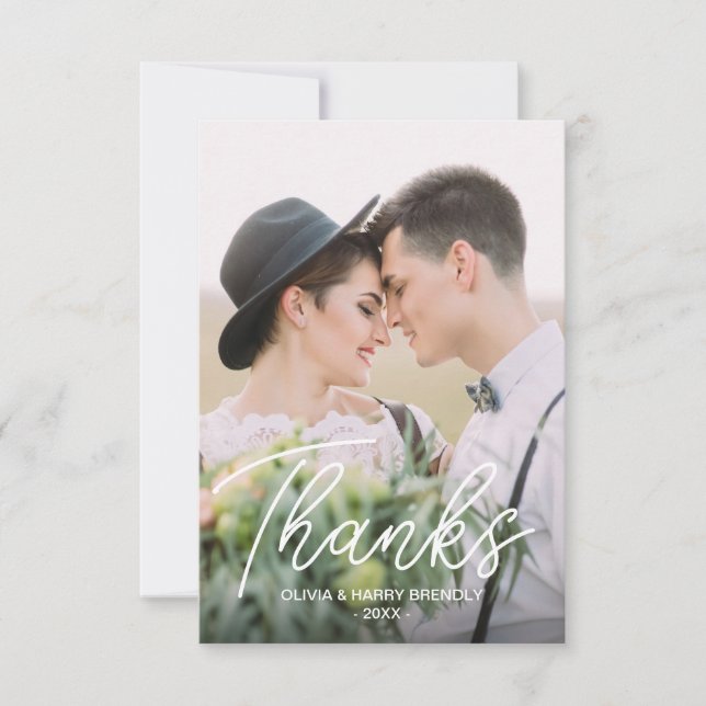 Enkel tack, 2-foto-Bröllop-tackkort Tack Kort (Framsida)