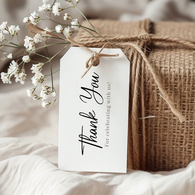 Enkel Tack Bröllop Presentetikett (Thank your guests with a simple, elegant wedding thank-you tag—a perfect touch of gratitude & charm!)